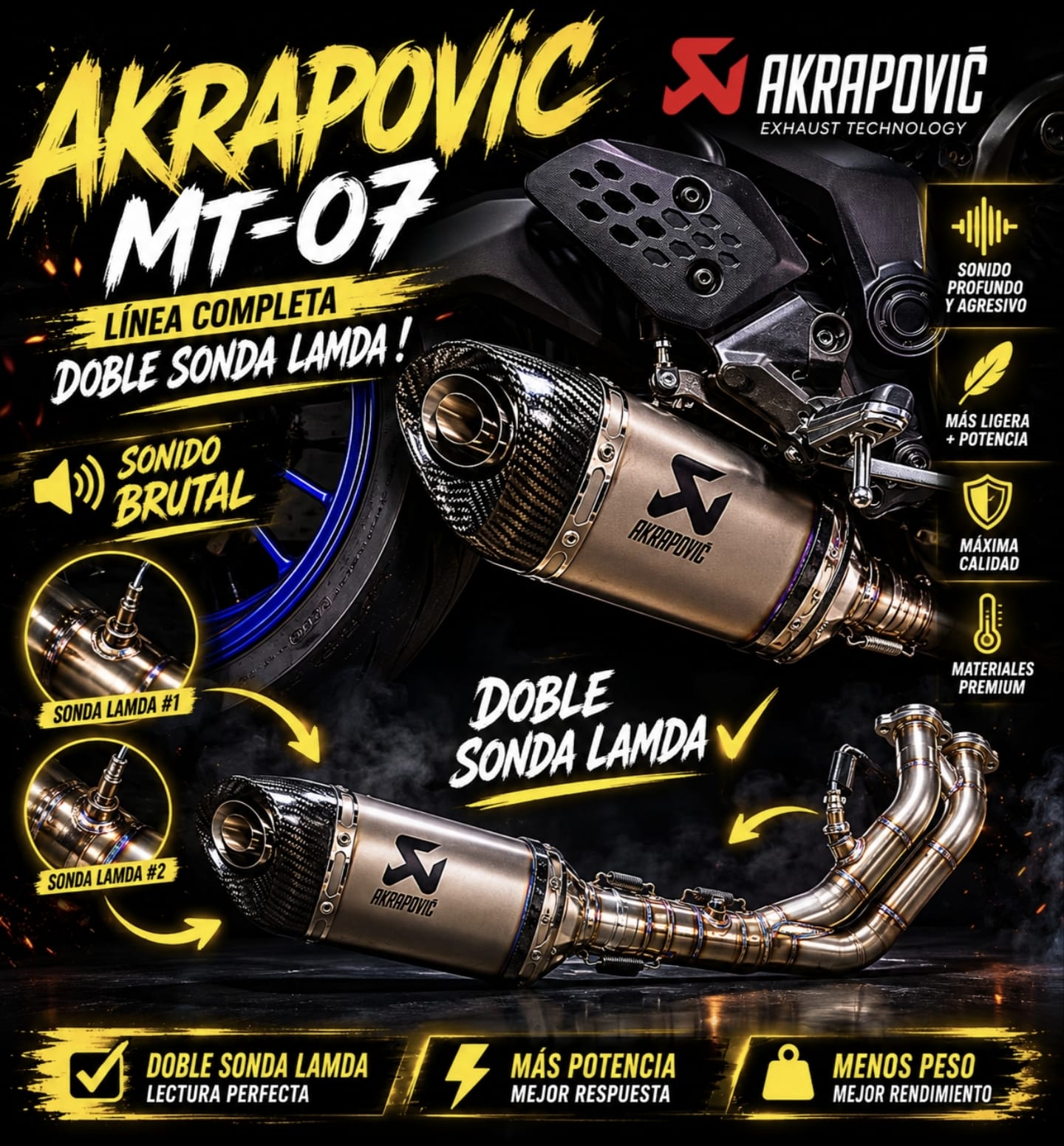 LINEA AKRAPOVIC YAMAHA MT07 2025-2026